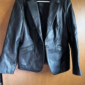 Colebrook Black Leather Blazer with Tailored Fit